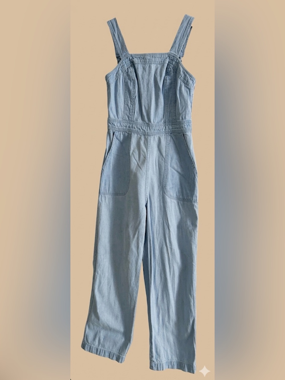100% Pure Cotton Light Blue Women's Denim Romper - Picture 3 of 3